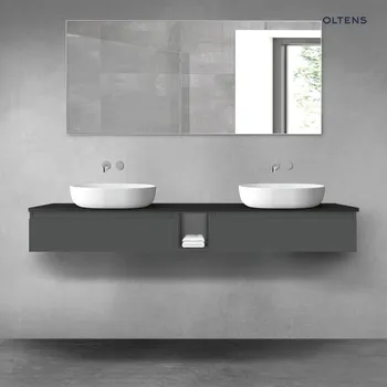 Koupelnový nábytek Oltens Vernal sada koupelnového nábytku 180 cm s horní deskou, matná grafitová/matná černá 68652400