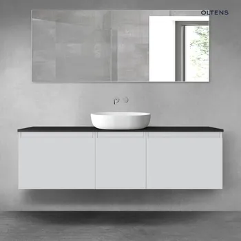 Koupelnový nábytek Oltens Vernal sada koupelnového nábytku 160 cm s horní deskou, matná šedá/matná černá 68418700