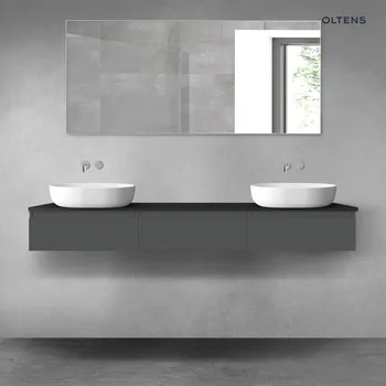 Koupelnový nábytek Oltens Vernal sada koupelnového nábytku 180 cm s horní deskou, matná grafitová/matná černá 68499400