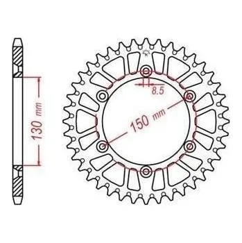 Řetězová sada pro motocykl duralová rozeta pro sekundární řetězy typu 520, JT - Anglie (52 zubů) YAMAHA WR 400 F 1999-2001