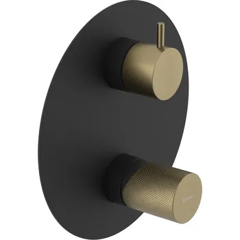 Vodovodní baterie Sapho Ultratap Podomítková sprchová baterie, 2 výstupy, otočný přepínač, černá mat/zlato mat, UT043TBG