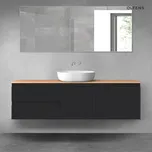 Oltens Vernal sada koupelnového nábytku 160 cm s horní deskou, matná černá/dub 68412300