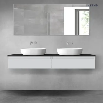 Koupelnový nábytek Oltens Vernal sada koupelnového nábytku 160 cm s horní deskou, matná šedá/matná černá 68376700