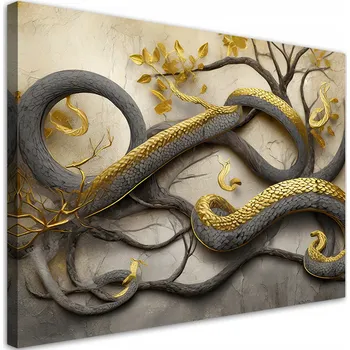 Obraz Obraz na plátně, zlatý had větev abstrakce 60x40