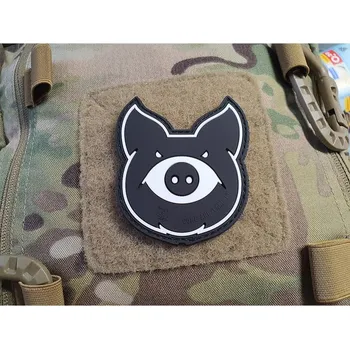 Nášivka MONSTER PIG plast velcro ČERNÁ/BÍLÁ (Nášivka MONSTER PIG plast velcro ČERNÁ/BÍLÁ)