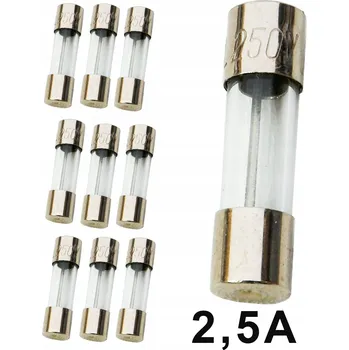 Autopojistky 10x Skleněná pojistka TV WTA 2,5A 20mm 10 Ks LED