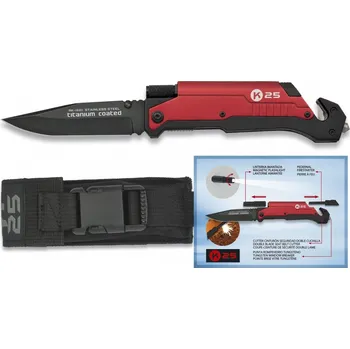 Multifunkční nůž Nůž zachranářský 19451 se svítilnou a křesadlem ČERVENÝ (Nůž zachranářský 19451 se svítilnou a křesadlem ČERVENÝ)