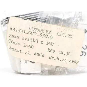 Samolepící etiketa Štítky hranaté BÍLÉ z PVC sada čísla 1-50 (Štítky hranaté BÍLÉ z PVC sada čísla 1-50)