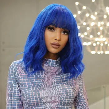 Paruka Dlouhé syntetické Příčesek vlasů, modré BWR