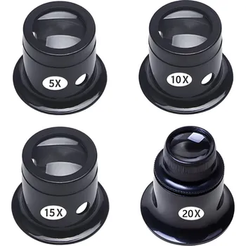 Lupa Metal Glass Hodinářské lupy Set 4ks