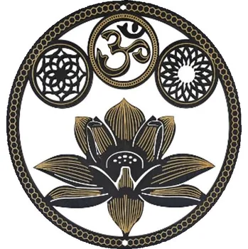 Dřevěný ornament 20 cm - Óm a lotos