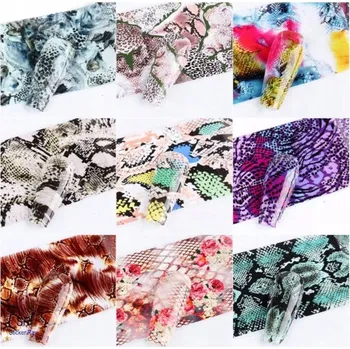 10x TRANSFEROVÁ FÓLIE na nehty 100cm x 4cm SADA VZOR HADÍ KŮŽE