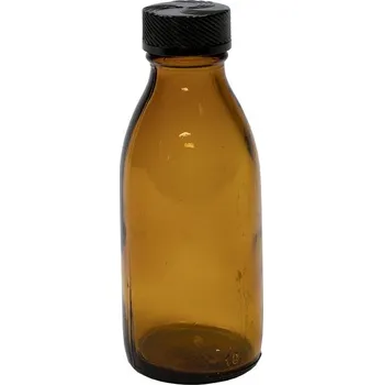 Dóza na potraviny Lahvička skleněná HNĚDÁ úzkohrdlá 50 ml s plastovým víčkem (Lahvička skleněná HNĚDÁ úzkohrdlá 50 ml s plastovým víčkem)