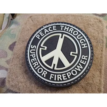 Příslušenství pro sportovní střelbu Nášivka PEACE THROUGH SUPERIOR FIREPOWER plast velcro GLOW IN THE DARK (Nášivka PEACE THROUGH SUPERIOR FIREPOWER plast velcro GLOW IN THE DARK)