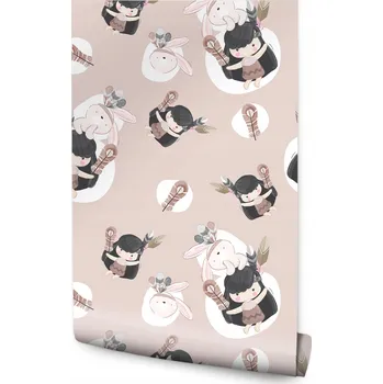 Fototapeta Tapeta na zeď pro děti Indiánky KRÁLÍČCI Pírka