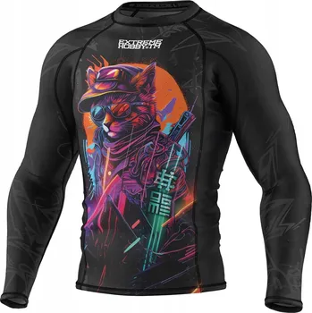 Pánské tričko Funkční triko s dlouhým rukávem (rashguard) CYBER ANIMALS L BLACK CAT EXTREME HOBBY