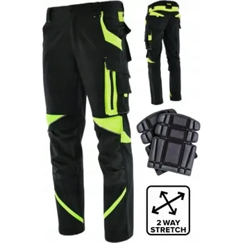 Pracovní obuv PRACOVNÍ KALHOTY pružné strečové BOZP spandex REFLEXNÍ kolenní vycpávky vel. 64