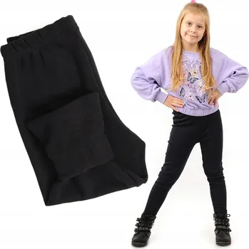 Dívčí legíny LAEMI dětské legíny dlouhé zateplené bavlna černé velikost 116