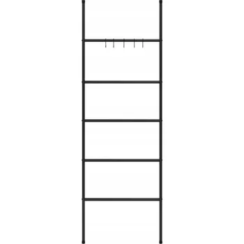 Držák na ručník Stojan na žebřík na ručníky s 5 úrovněmi, černý, 58 x 175 cm