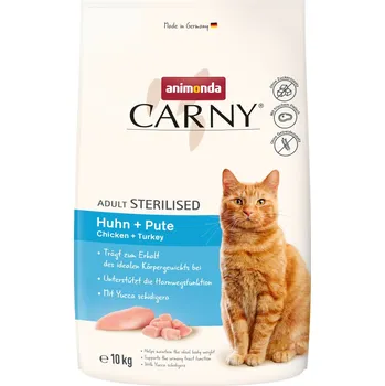 Krmivo pro kočku 10kg animonda Carny Adult Sterilised kuřecí + krůtí granule pro kočky