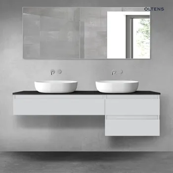 Koupelnový nábytek Oltens Vernal sada koupelnového nábytku 160 cm s horní deskou, matná šedá/matná černá 68334700