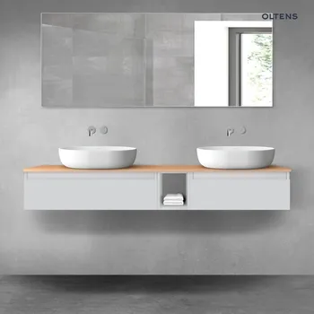 Koupelnový nábytek Oltens Vernal sada koupelnového nábytku 160 cm s horní deskou, matná šedá/dub 68654700