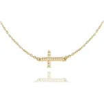 Dámský náhrdelník ze žlutého zlata s křížkem se zirkony 45-48 cm ZLNAH206F + DÁREK ZDARMA