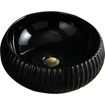 Umyvadlo BPS-koupelny Keramické umyvadlo na desku HYD-NI-BL-400 ⌀ 40 cm, černé lesklé