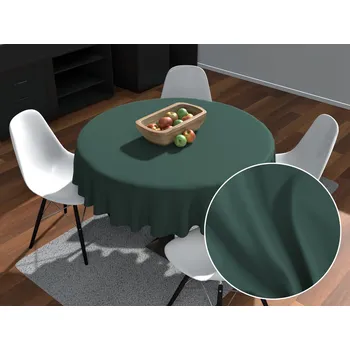 ubrus Velký kulatý bavlněný saténový ubrus ST-018 Tmavý lesní zelený Ø 150 cm