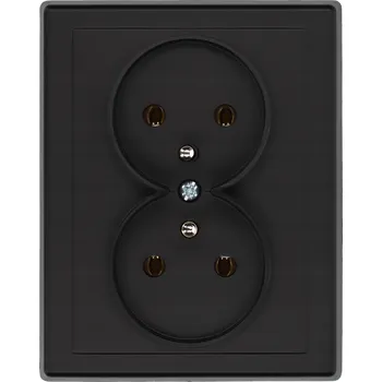 Elektrická zásuvka Dvojitá zásuvka s uzemněním Jowisz, černá matná