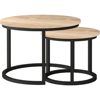Konferenční stolek TRENTO konferenční stolek 2 kusy, dub sonoma/černý kov