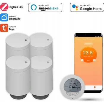 Sada čtyř termostatických hlavic a termostatu Zigbee Tuya