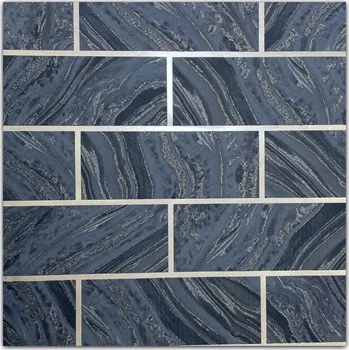 Fototapeta TAPETY CIHLA VZHLED DLAŽDIC TMAVĚ MODRÁ STŘÍBRO RASCH