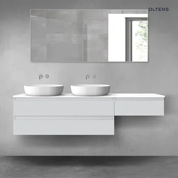 Koupelnový nábytek Oltens Vernal sada koupelnového nábytku 180 cm s horní deskou, matná šedá/lesklá bílá 68609700