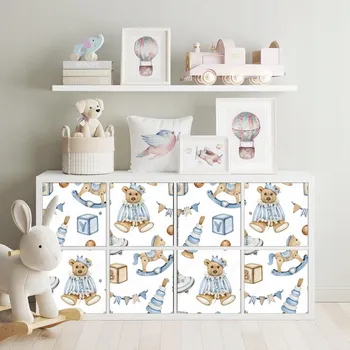 Fototapeta Samolepka IKEA KALLAX Dřevěné hračky 33 cm x 33 cm Dřevěné hračky