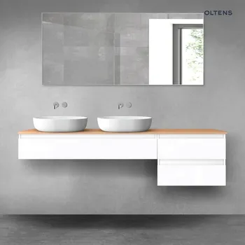 Koupelnový nábytek Oltens Vernal sada koupelnového nábytku 180 cm s horní deskou, lesklá bílá/dub 68598000