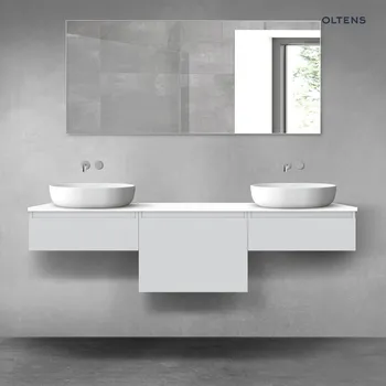 Koupelnový nábytek Oltens Vernal sada koupelnového nábytku 180 cm s horní deskou, matná šedá/lesklá bílá 68509700
