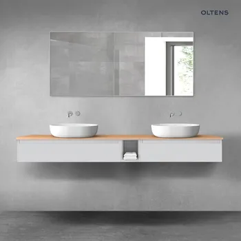 Koupelnový nábytek Oltens Vernal sada koupelnového nábytku 200 cm s horní deskou, matná šedá/dub 68662700