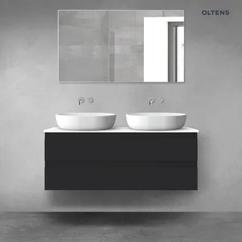 Koupelnový nábytek Oltens Vernal sada koupelnového nábytku 120 cm s horní deskou, matná černá/lesklá bílá 68469300