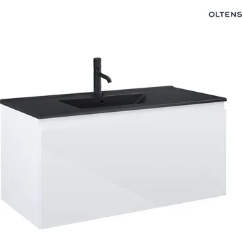 Koupelnový nábytek Sada Oltens Vernal umyvadlo se skříňkou 100 cm, matná černá/lesklá bílá 68017000