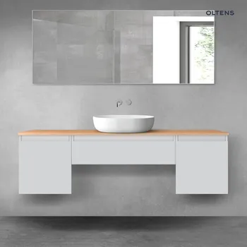 Koupelnový nábytek Oltens Vernal sada koupelnového nábytku 160 cm s horní deskou, matná šedá/dub 68390700