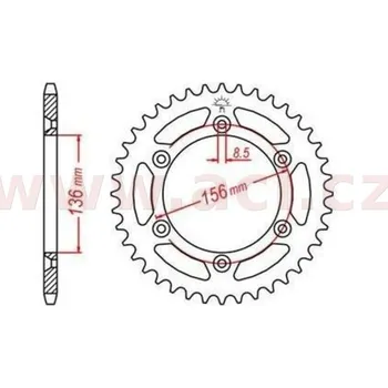 Řetězová sada pro motocykl duralová rozeta pro sekundární řetězy typu 520, Q-TECH (stříbrný elox, 52 zubů) HUSQVARNA WR 125 1995-2013