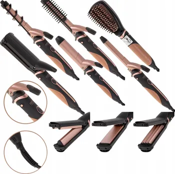 Žehlička na vlasy SADA NA VLASY 5V1 ŽEHLIČKA NA VLASY, KULMA, FÉN, VAFLE NA VLASY 1200W CAMRY