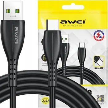 Datový kabel Kabel Awei USB - USB typ C 1 m černý