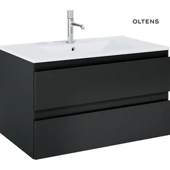 Koupelnový nábytek Oltens Vernal závěsná umyvadlová skříňka 80 cm s umyvadlem, matná černá/lesklá bílá 68462300