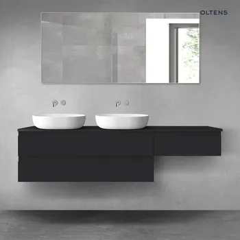 Koupelnový nábytek Oltens Vernal sada koupelnového nábytku 180 cm s horní deskou, matná černá 68591300