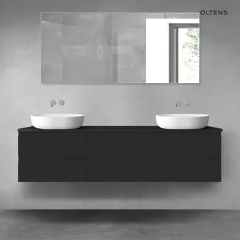 Koupelnový nábytek Oltens Vernal sada koupelnového nábytku 180 cm s horní deskou, matná černá 68491300