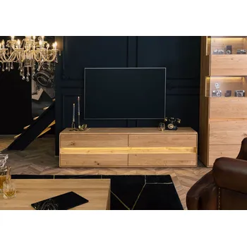 Televizní stolek CARDIFF TV-deska divoký dub včetně LED, 184x43,5x47,5 přírodní olejovaná