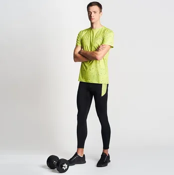 Dámské legíny Pánské termoaktivní tréninkové legíny dlouhé černé + lemon UV50+ Cuna M