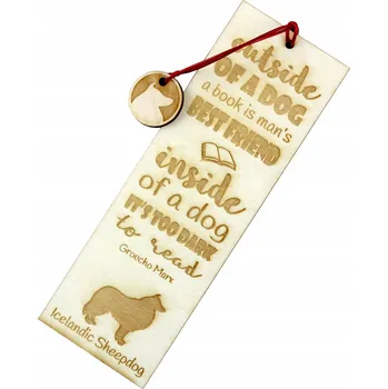 Doplněk ke knize Islandský ovčák - gravírovaná záložka do knihy se psem, jméno psa
